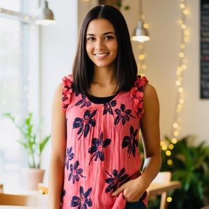 🚨4X$25🚨 Floral Sleeveless Pink Top